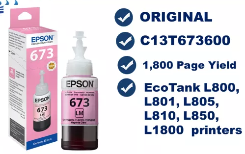 >> Epson " 673 Light Magenta " ink Bottle