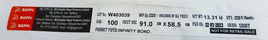 Infinity Bond 23x36 26.6 Kg 100 Gsm-2