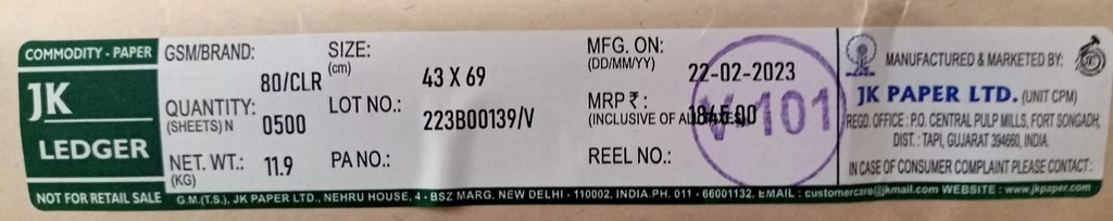 J K Ledger 17x27 11.9 Kg 80 Gsm-5
