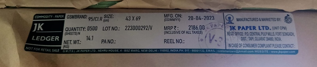 J K Ledger 17x27 14.1 Kg 95 Gsm-4