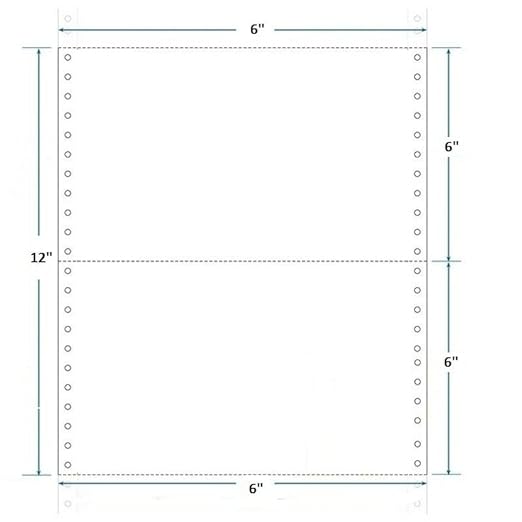 6x12x1=6"Cut 60 Gsm 1 Part Dot Matrix Printer Paper