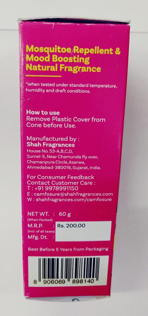 Camphor Cone (Rose) Air Freshener & Mosquito Repellent