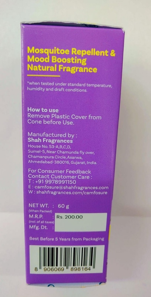 Camphor Cone (Lavender) Air Freshener & Mosquito Repellent