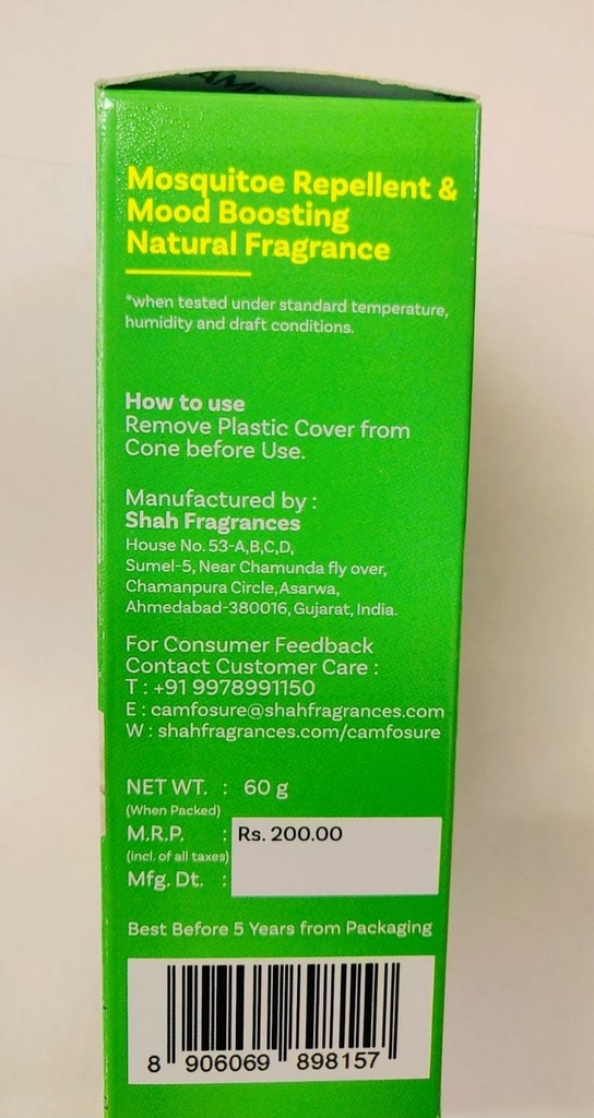 Camphor Cone (Jasmine) Air Freshener & Mosquito Repellent