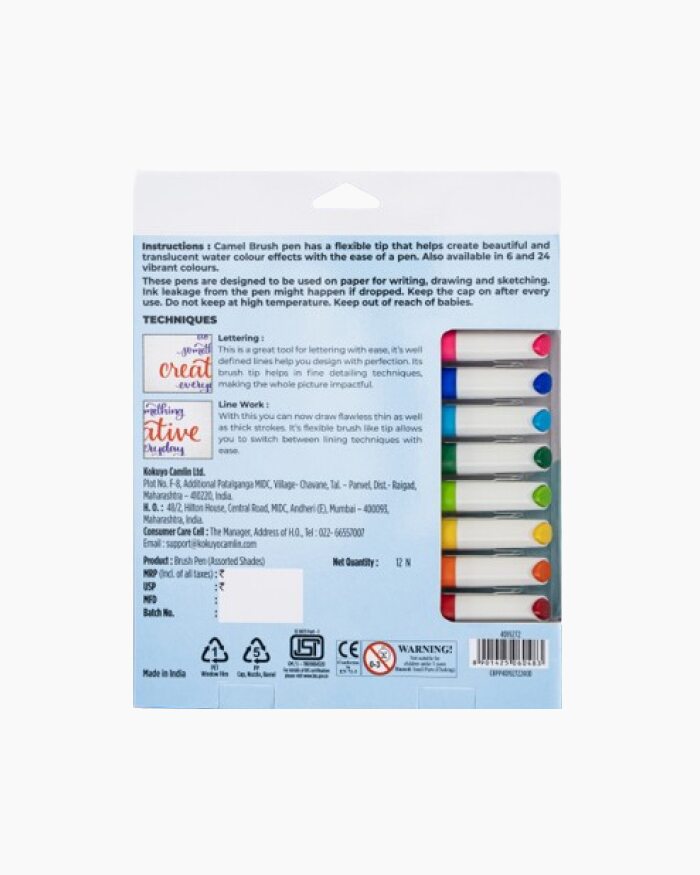 Camel Brush Pens -12 Shades