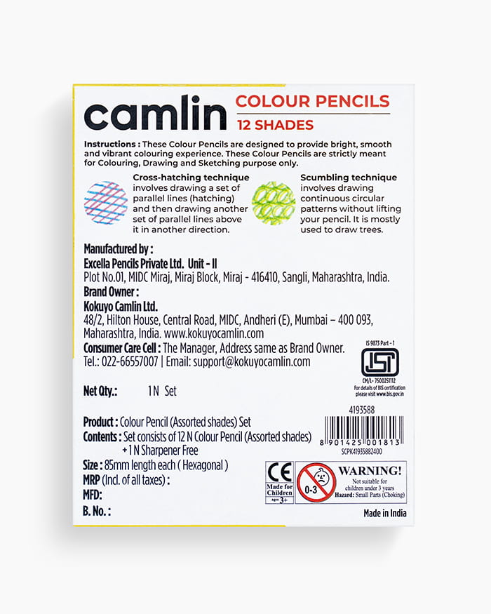 Camlin Colour Pencils Half Size -12 Shades