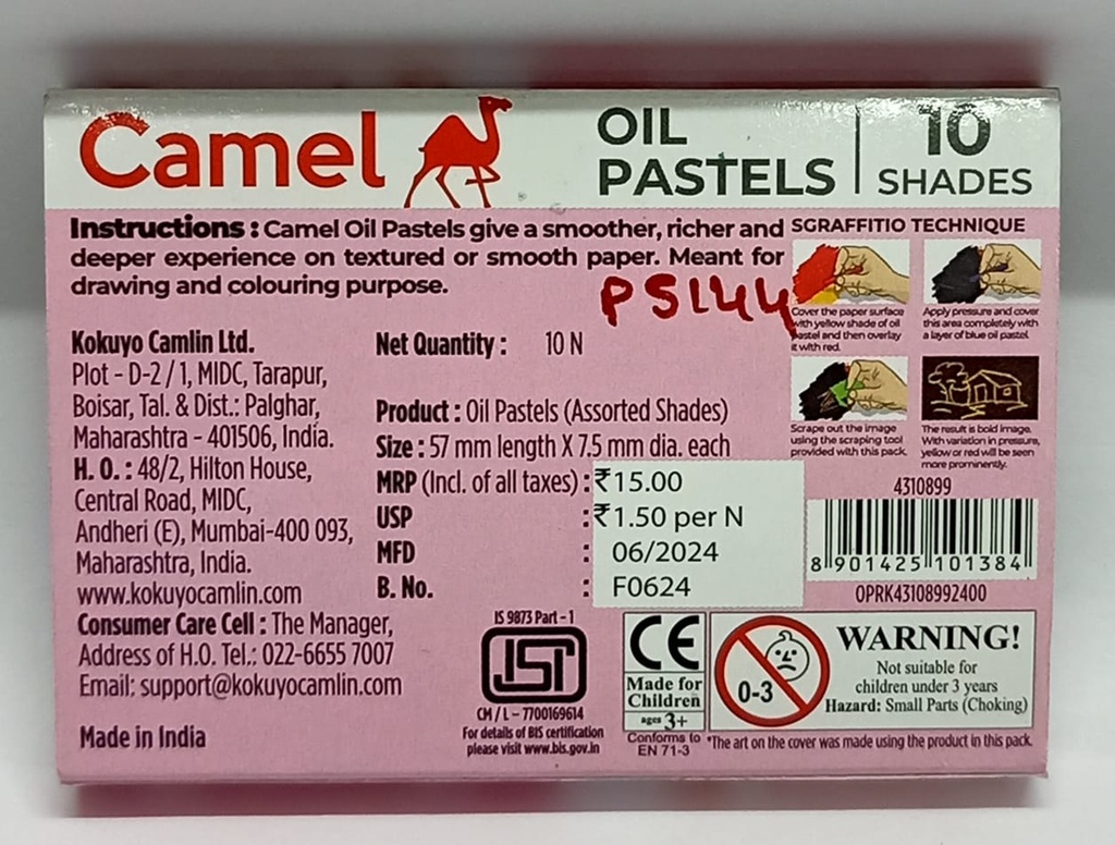 Camel Oil Pastels -10 Shades