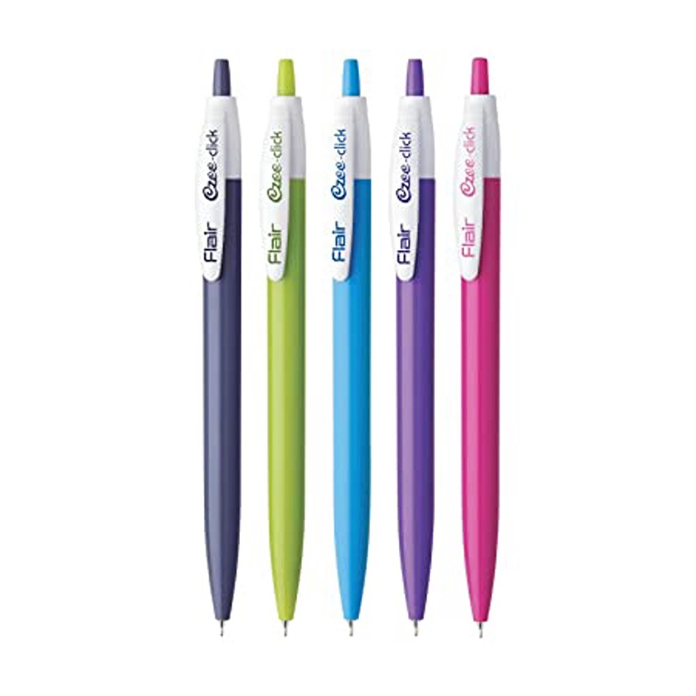 Flair Ezee Click Ball Pen Blue-Pack Of 5
