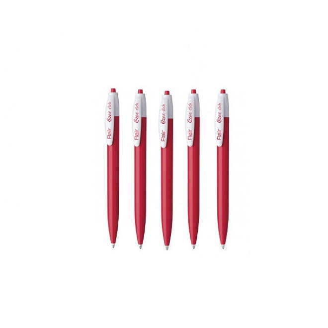 Flair Ezee Click Ball Pen Red-Pack Of 5