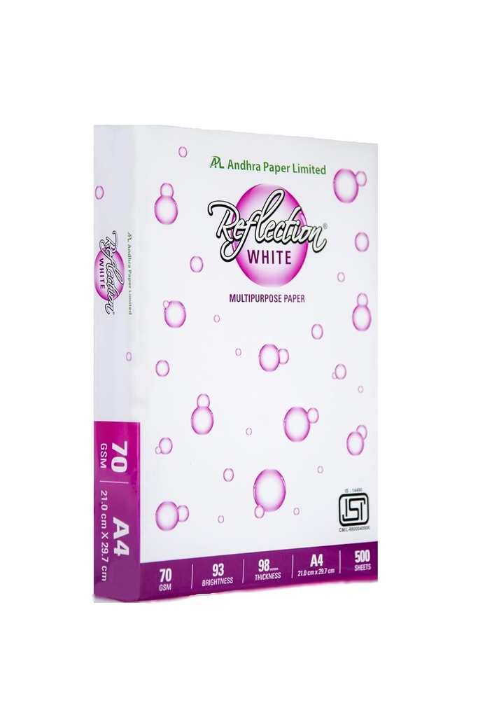 Reflection Copier Paper A4 70 Gsm (500 Sheet,1 Ream) White Colour