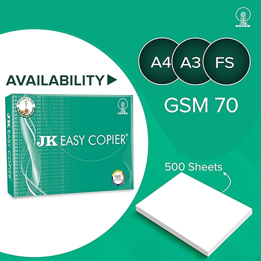 JK Easy Copier Paper, A3 Size, 70 Gsm,(500 Sheet,1 Ream) White Colour