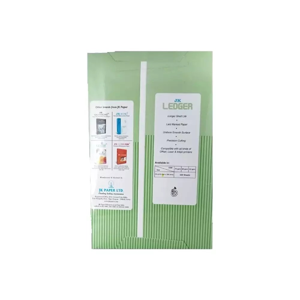 BGPPL Infinito Ledger Copier Paper, FS Legal Size, 80 Gsm, (500 Sheet,1 Ream) Light Green Colour