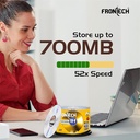 Frontech CD Recordable, 700 MB Storage, 80 Mins, 52X Speed - Pack of 50