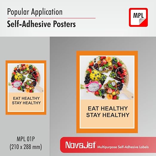 NovaJet (Technova) MPL 01, A4 Size 210x288 mm, Multipurpose Label Sticker, White Colour, Pack of 100 Sheets