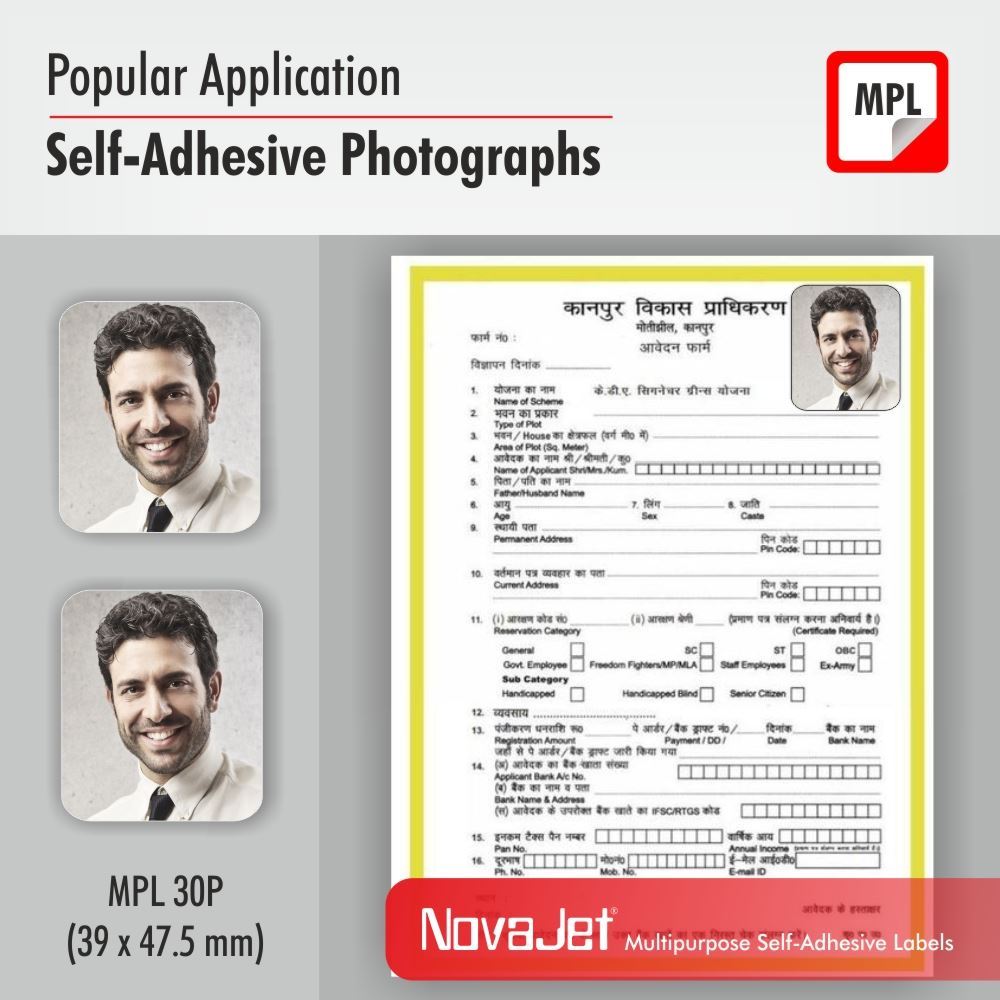 NovaJet (Technova) MPL 30P, A4 Size 39x47.5 mm, Multipurpose Label Sticker, White Colour, Pack of 100 Sheets 