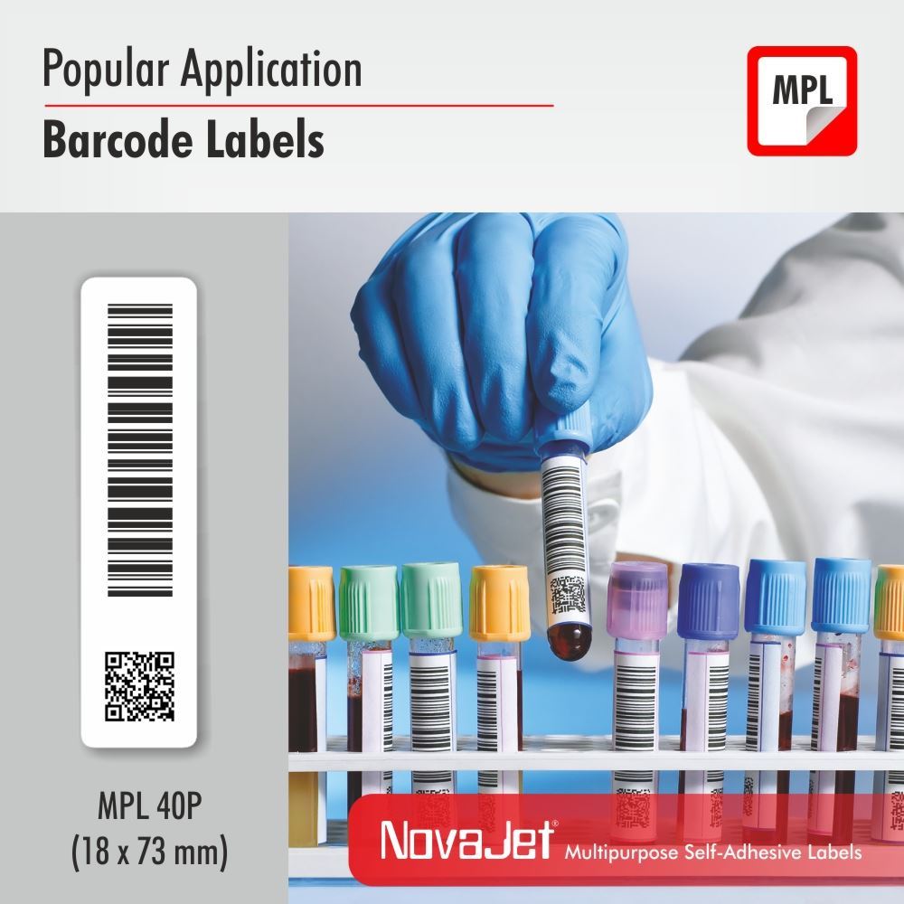 NovaJet (Technova) MPL 40P, A4 Size 39x35 mm, Multipurpose Label Sticker, White Colour, Pack of 100 Sheets