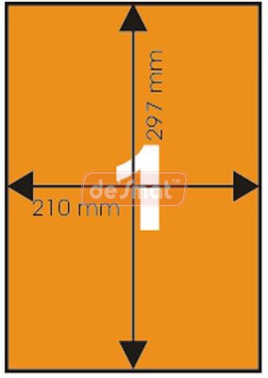 Fluorescent Sticker Papers, A4 Size, Orange Colour, Laser Inkjet Printable Self Adhesive Sticker Label Sheets (Pack Of 100)