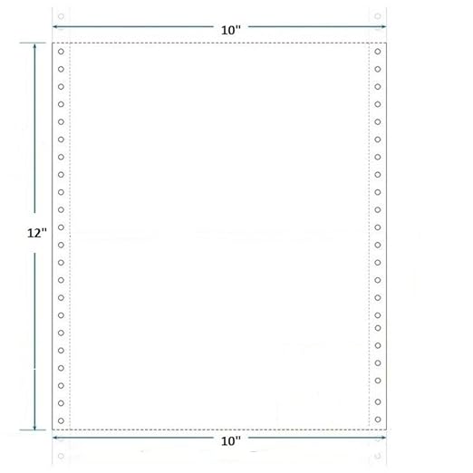 Dot Matrix Printer Paper Size 10x12 Inch, 1 Part, 60 Gsm Without Carbon,1000 Continuous Sheets
