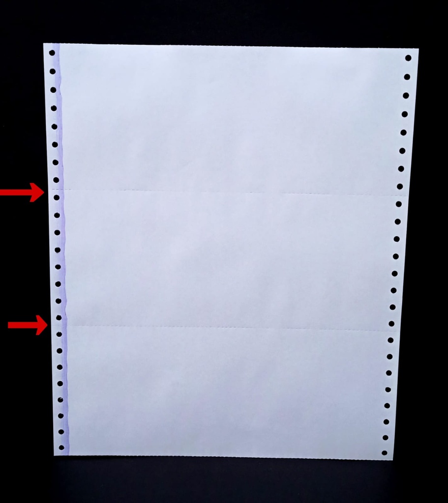 Dot Matrix Printer Paper Size 10x12 Inch, 1 Part, (4 Inch Cut) 70 Gsm Without Carbon, 1000 Continuous Sheets
