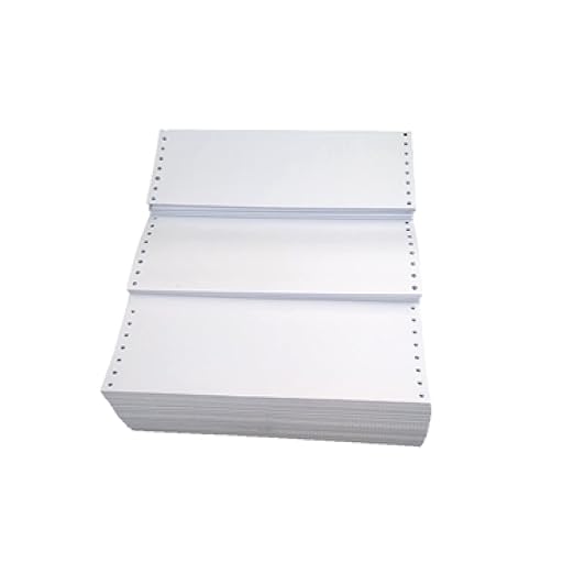 Dot Matrix Printer Paper Size 10x12 Inch, 1 Part, (4 Inch Cut) 70 Gsm Without Carbon, 1000 Continuous Sheets