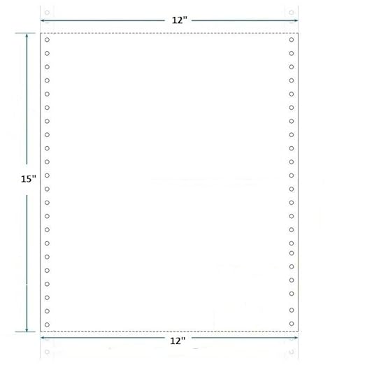 Dot Matrix Printer Paper Size 15x12 Inch,1 Part,60 Gsm Without Carbon-Pack Of 1000 (15x12x1 Part Computer Paper)
