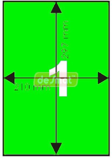 Desmat Fluorescent Sticker Papers, A4 Size, Green Colour, Laser Inkjet Printable Self Adhesive Sticker Label(Pack Of 75)     