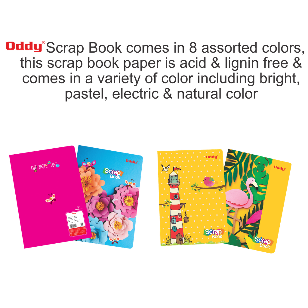 Oddy Scrap Book With Color Pastel Sheet A4 Size, 32 Page in 8 Colour (180 Gsm)
