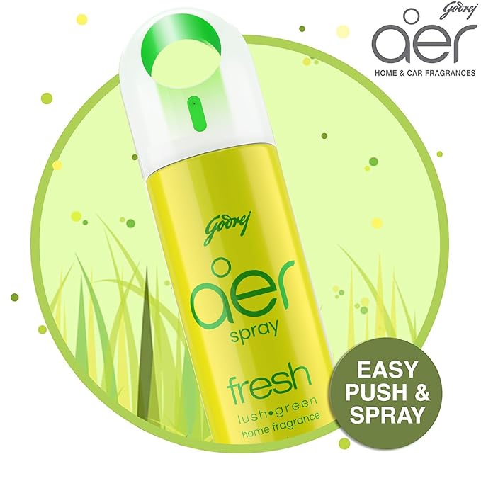 Godrej Aer Room Freshener, Flavour: Fresh Lush Green, For Home & Office (126g / 220ml)