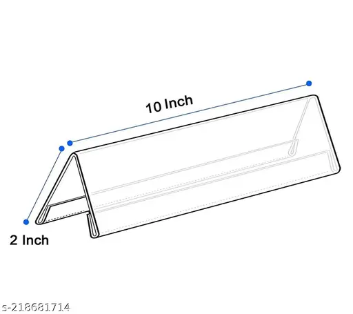 Kebica Two Sided Acrylic Name Plate Holder Stand A-Shaped, Size 10x2.25 Inch (Transparent Colour)