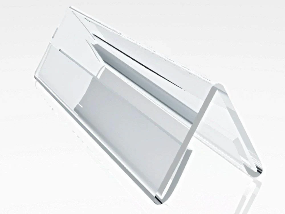 Kebica Two Sided Acrylic Name Plate Holder Stand A-Shaped, Size 10x2.25 Inch (Transparent Colour)