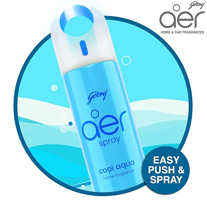 Godrej Aer Room Freshener, Flavour: Cool Aqua, For Home & Office (220ml / 126g)