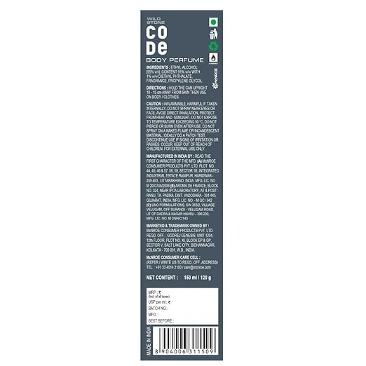 Wild Stone Code Body Perfume Spray 120ml (Platinum)
