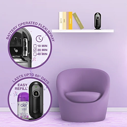 Godrej Aer Matic Kit Room Freshener (Machine+1 Refill) Violet Valley Bloom