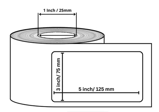 Desmat Direct Thermal Barcode Labels, Size 3x5 Inch (75mmx125mm,1up)