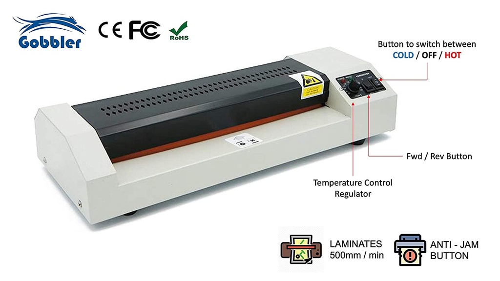GOBBLER Type-320 All-in-One Professional Lamination/Laminating Metal Machine | Hot & Cold | A3 Laminator (Photos ID, I-Card, Documents, Certificate)