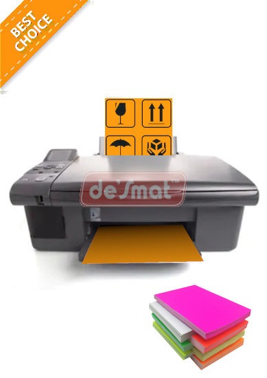 Desmat Fluorescent Sticker Papers, A4 Size, Orange Colour-Pack Of 75