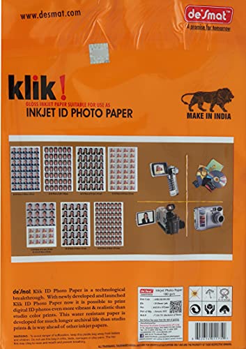 Desmat Photo Glossy Paper A4 180 Gsm-Pack Of 20
