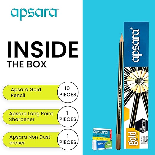 Apsara Gold Pencils (Pack Of 10)