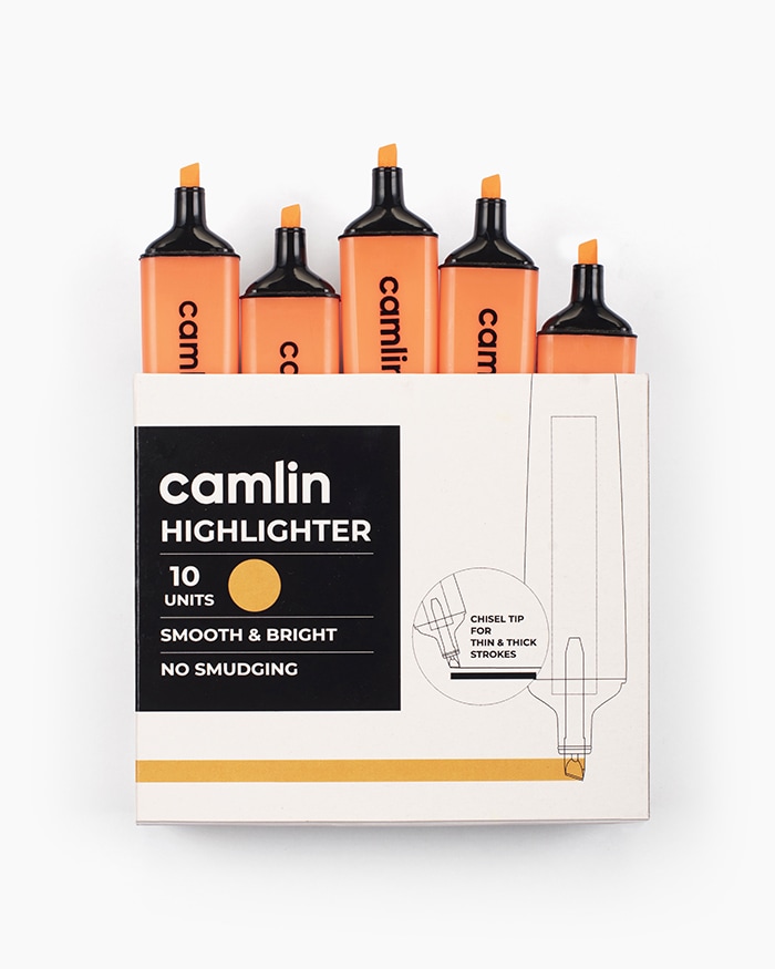 Camlin Highlighter Marker Pen Orange (Pack Of 10)