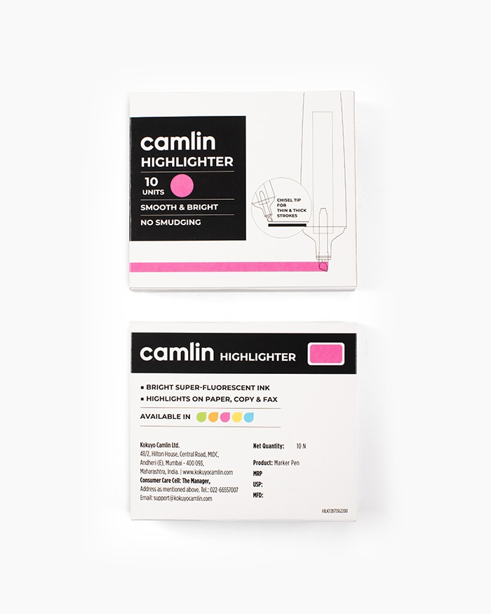 Camlin Highlighter Marker Pen Pink (Pack Of 10)