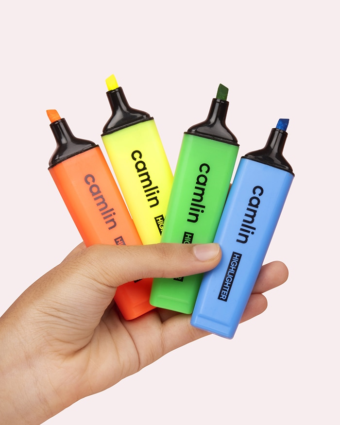 Camlin Highlighter Marker Pen Mix Colour (Pack Of 05)