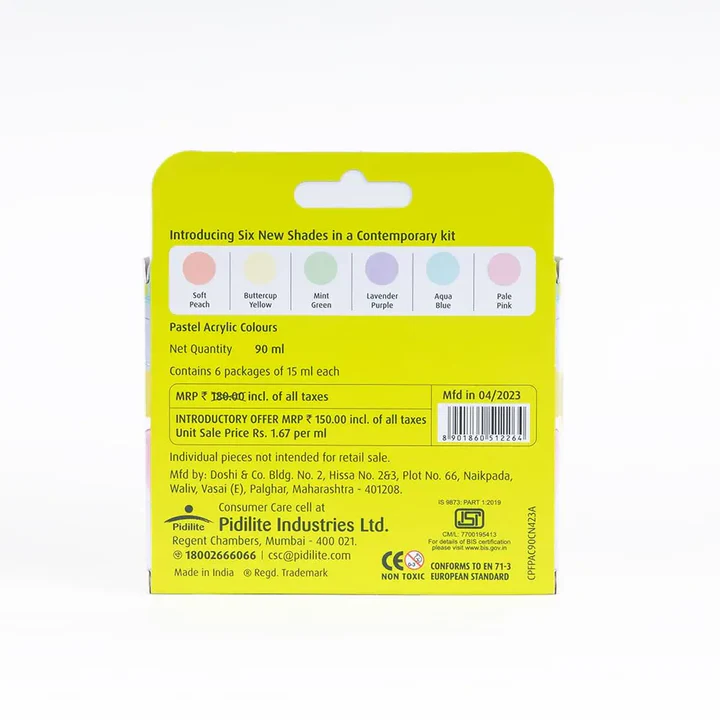 Fevicryl Acrylic Colours Pastel Kit 6 Shades