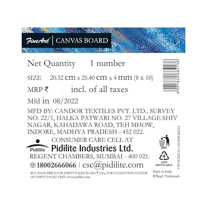 Fevicryl Fine Art Canvas Board 8x10 for Painting