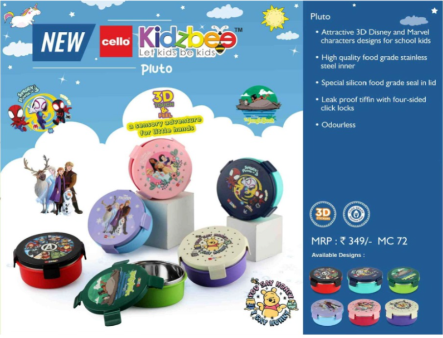 Cello Kidzbee Pluto Insulated Kids Lunch Box (Inner Stainless Steel)