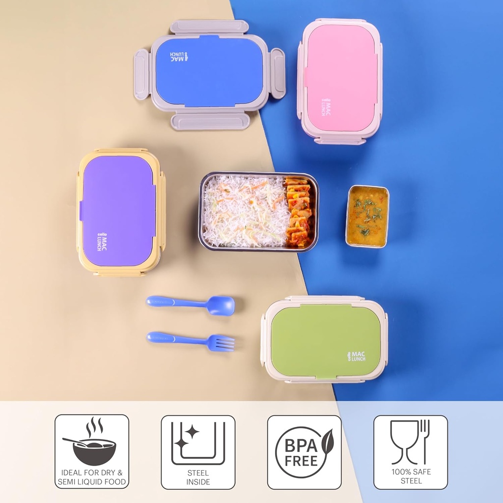 Cello Maclunch Insulated Lunch Box with 2 Containers Stainless Steel Inner