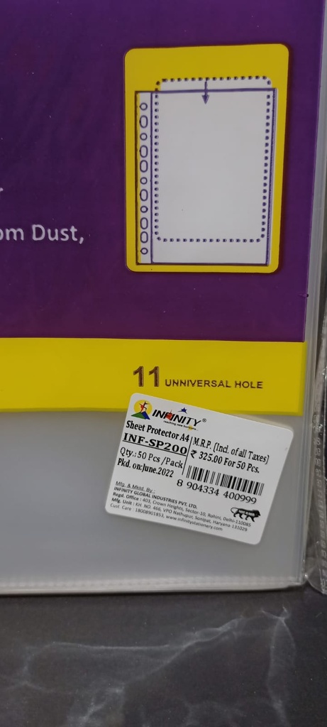 Infinity Sheet Protector 200 Micron A4 (Pack Of 50)