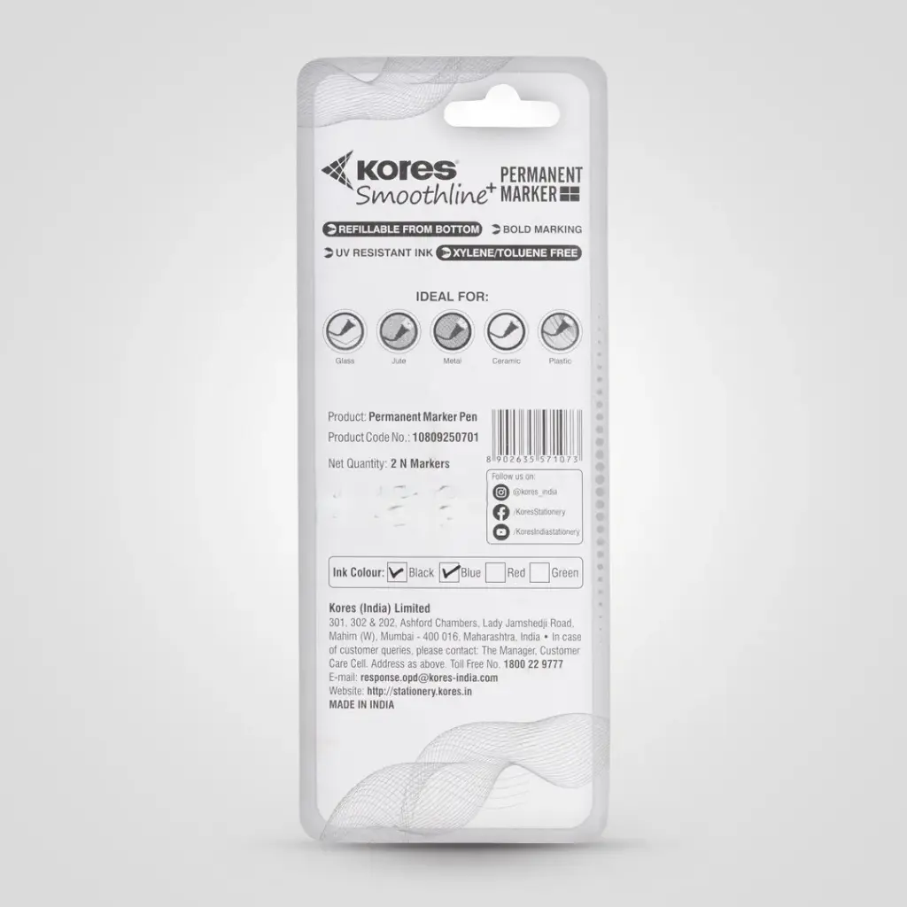 Kores Permanent Marker Pen (Pack Of 2)