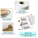 Direct Thermal Barcode Label Roll 4x2 Inch (100mmx50mm / 1up) 800 Label