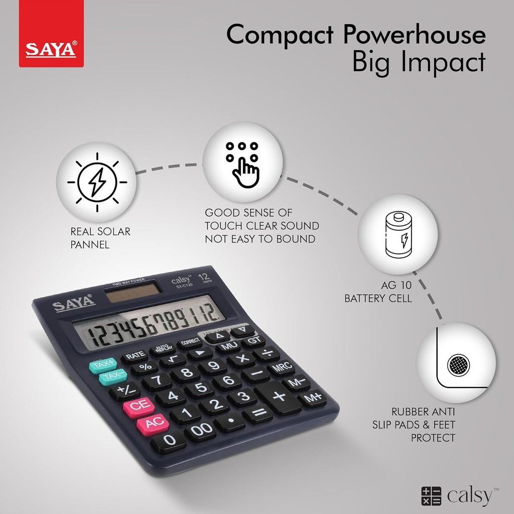 Saya Calsy SY-C120 Check and Correct Classic Desktop Calculator (12 Digit)