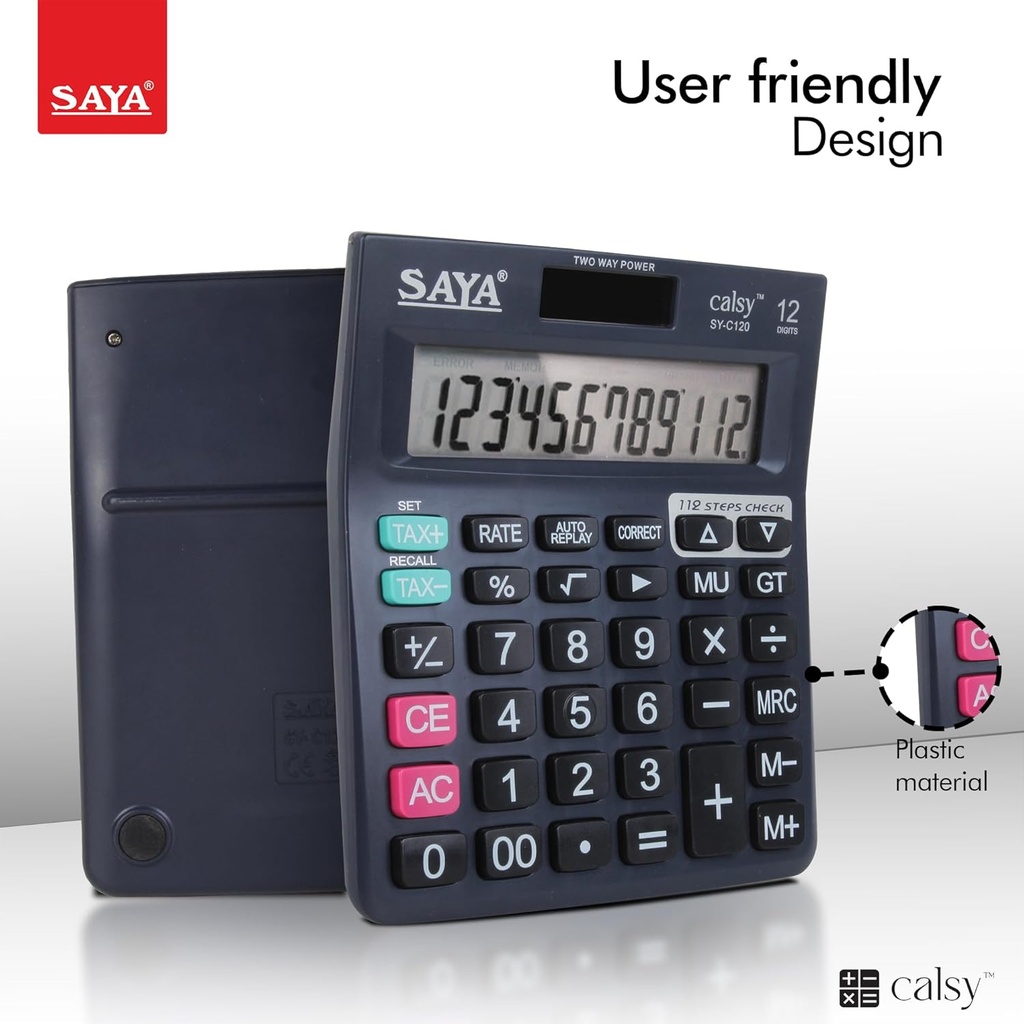 Saya Calsy SY-C120 Check and Correct Classic Desktop Calculator (12 Digit)